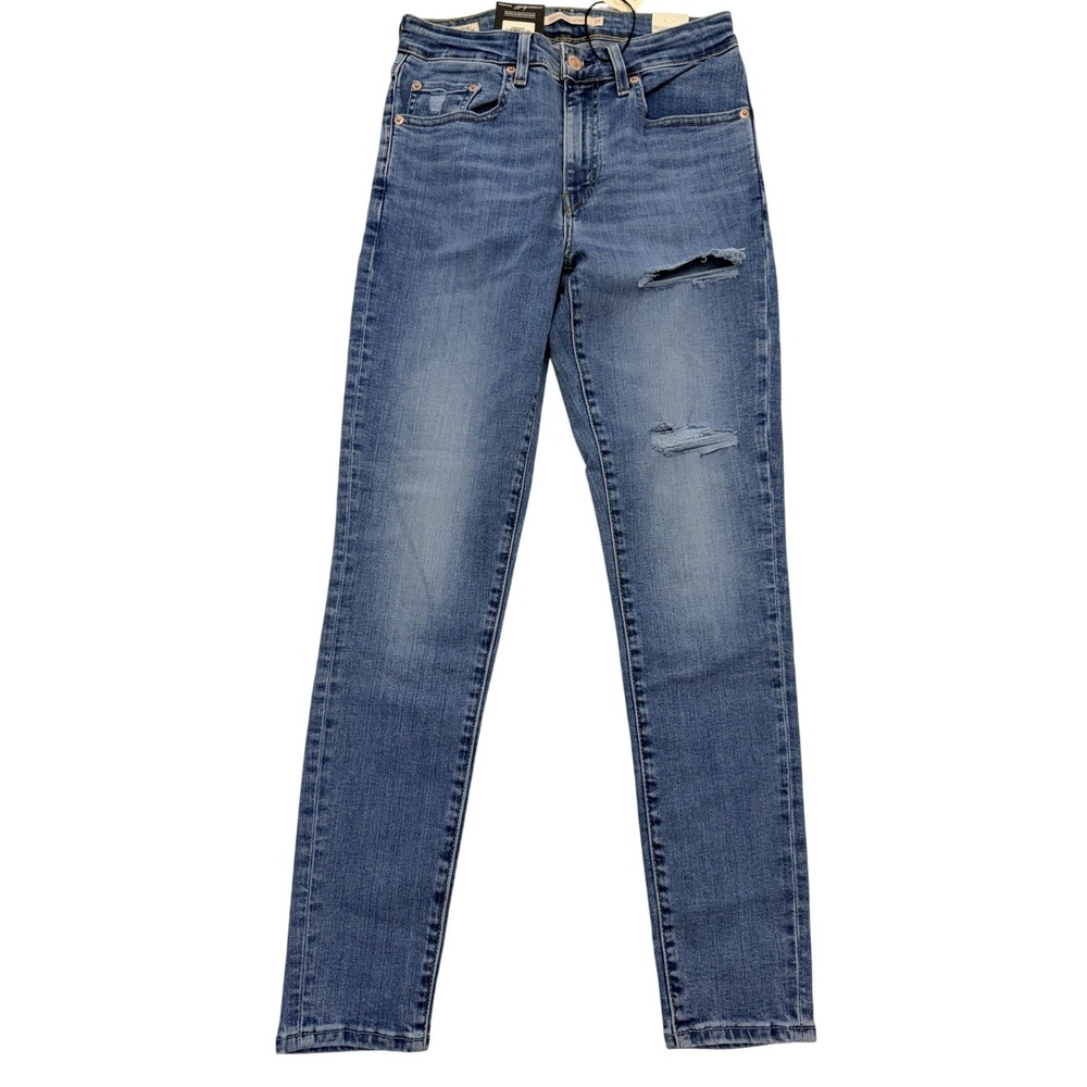 Levis 721 High Rise Skinny Jeans Womens 27 Blue Med Wash Distressed 27x28 Denim